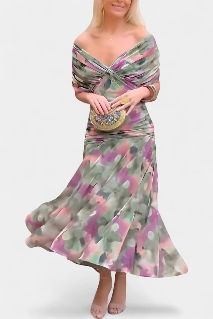 Alondra™ | Langes geblümtes Kleid mit V-Ausschnitt
