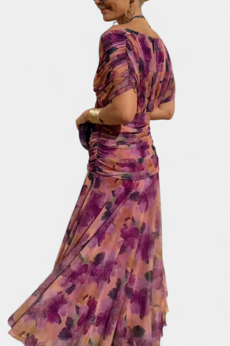 Alondra™ | Langes geblümtes Kleid mit V-Ausschnitt