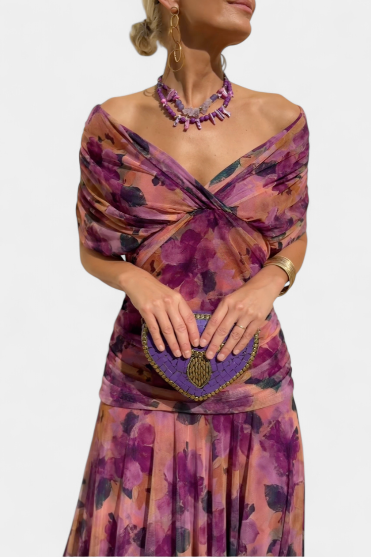 Alondra™ | Langes geblümtes Kleid mit V-Ausschnitt