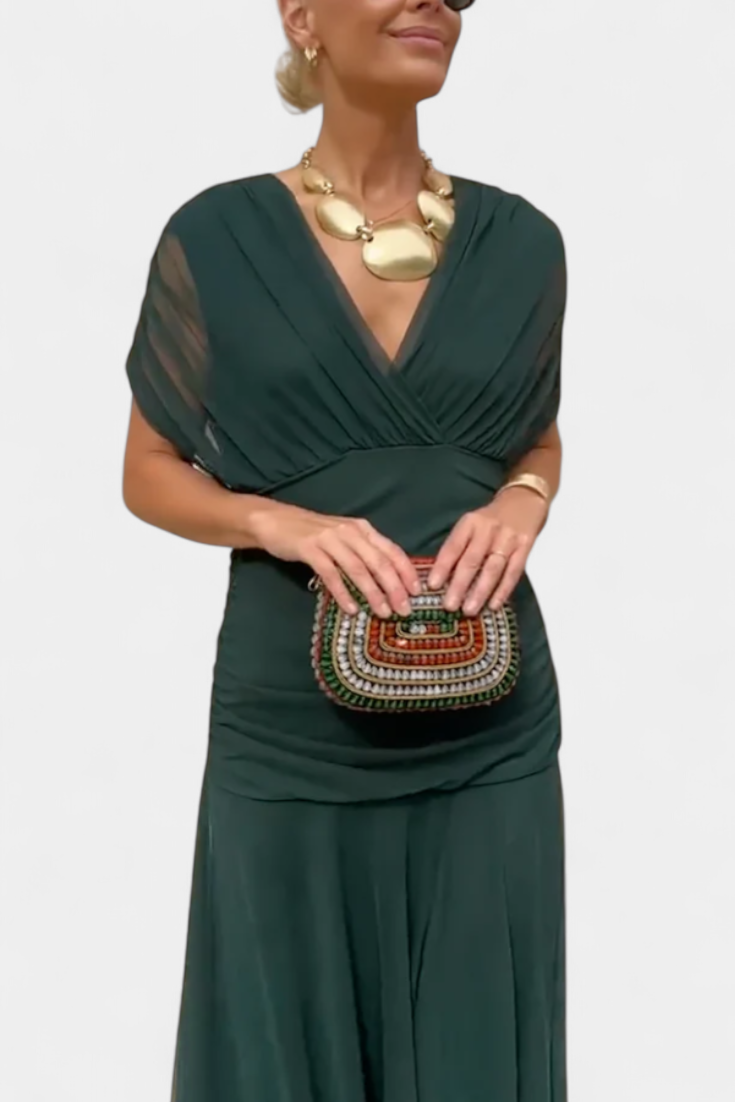 Alondra™ | Langes geblümtes Kleid mit V-Ausschnitt