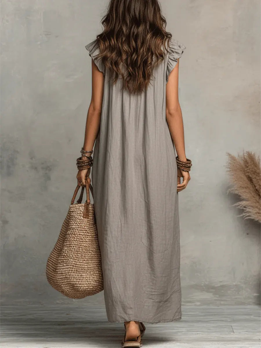 Corin – Fließendes Boho-Maxikleid aus Leinen