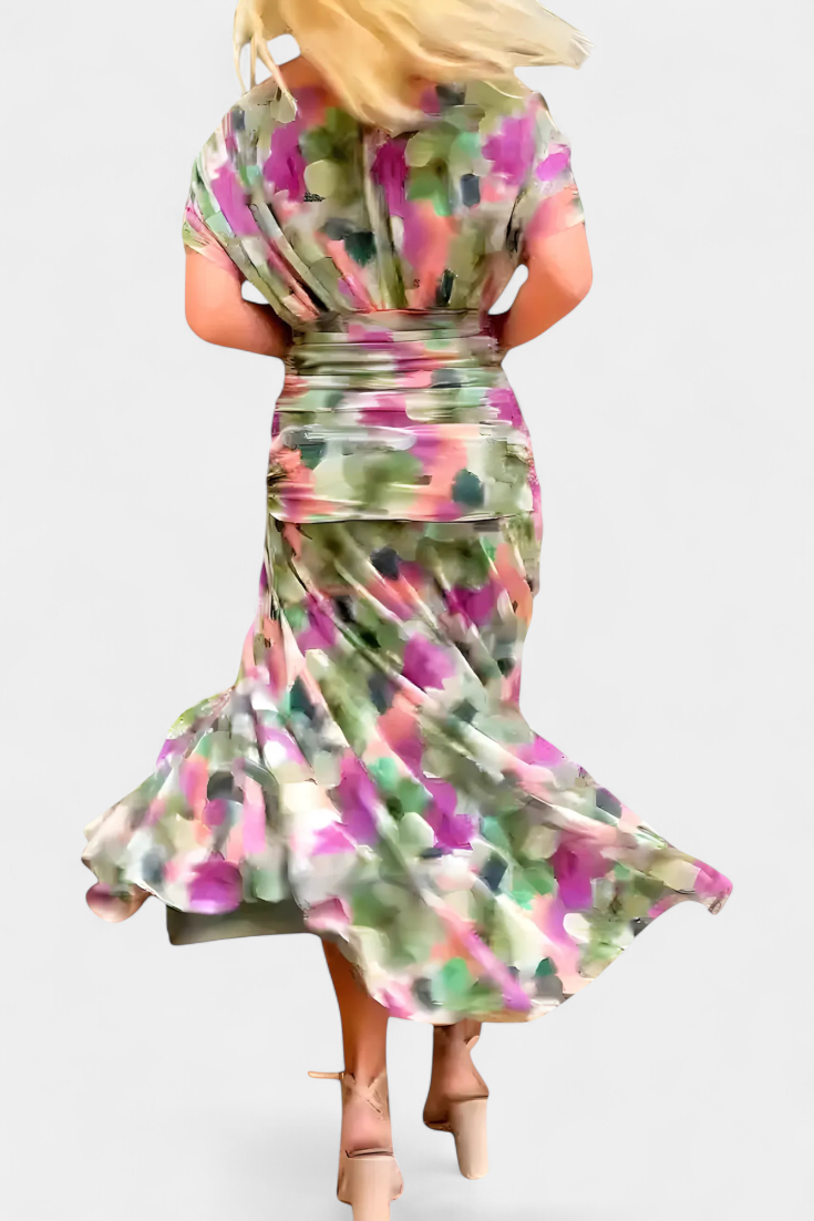 Alondra™ | Langes geblümtes Kleid mit V-Ausschnitt