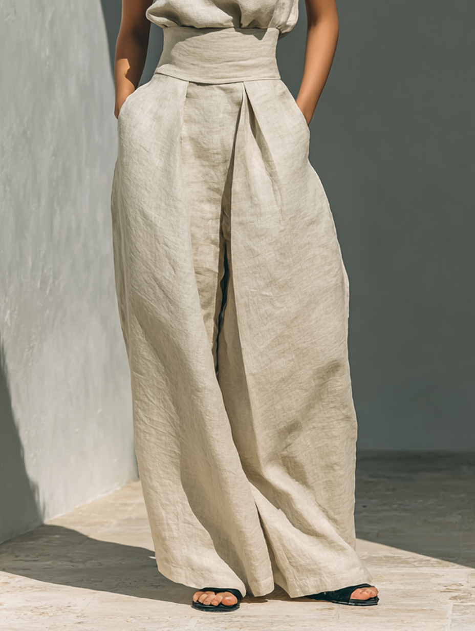 Maria – Minimalistisches Damen-Set mit Tanktop und Hose mit weitem Bein
