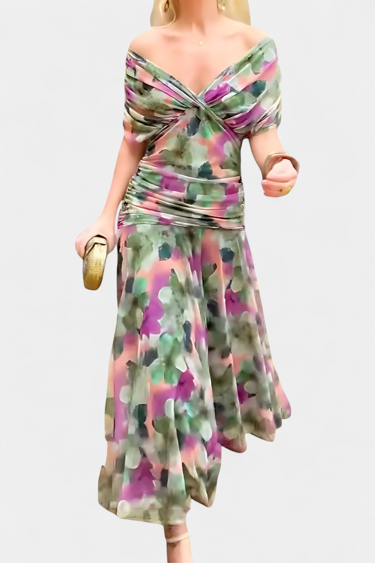 Alondra™ | Langes geblümtes Kleid mit V-Ausschnitt