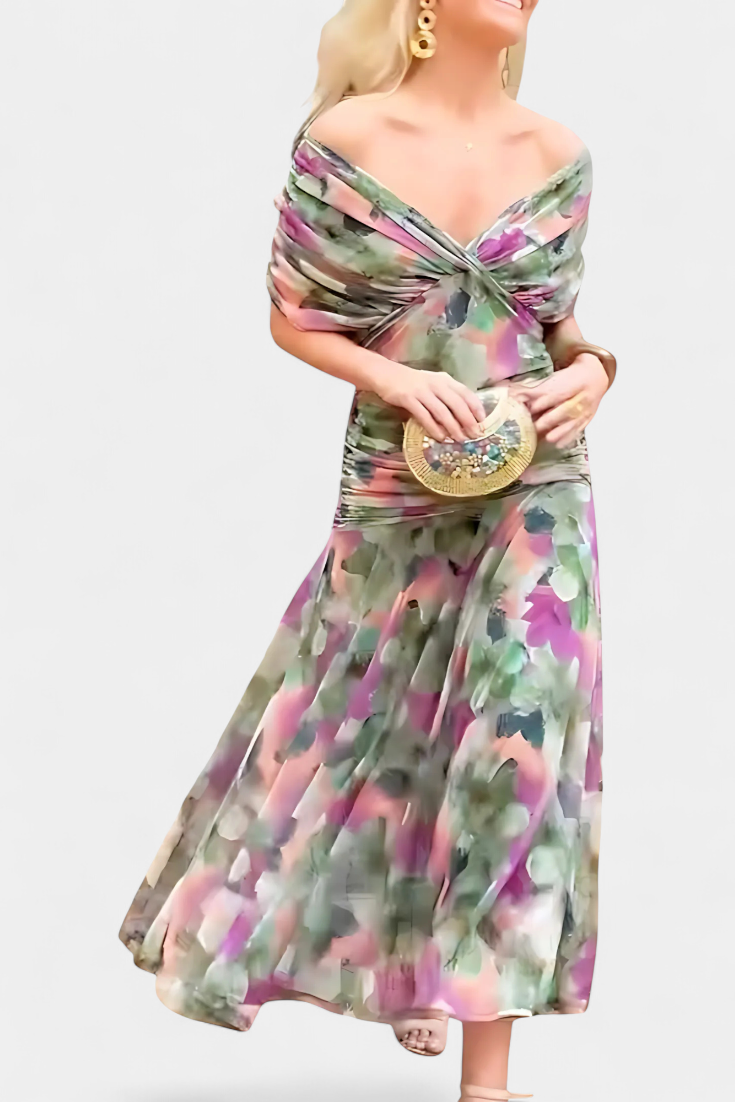Alondra™ | Langes geblümtes Kleid mit V-Ausschnitt