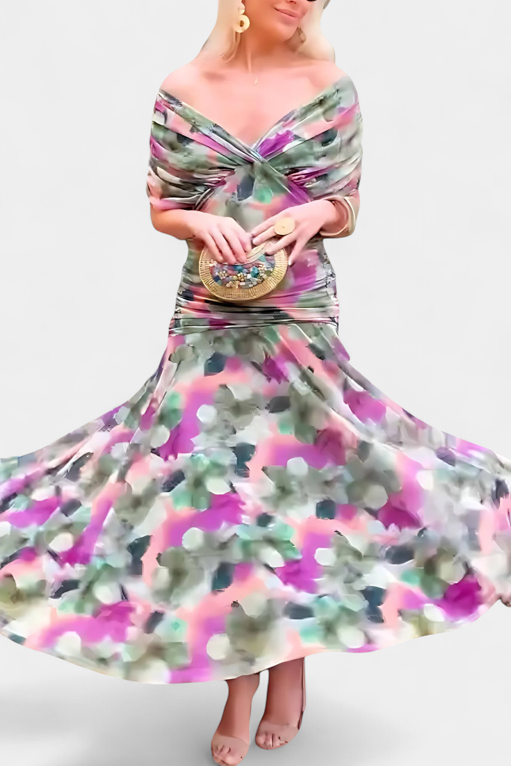 Alondra™ | Langes geblümtes Kleid mit V-Ausschnitt