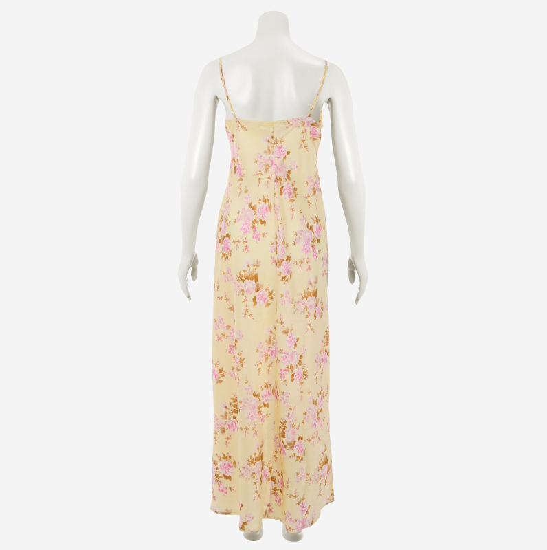 Floral Satin Midi Kleid